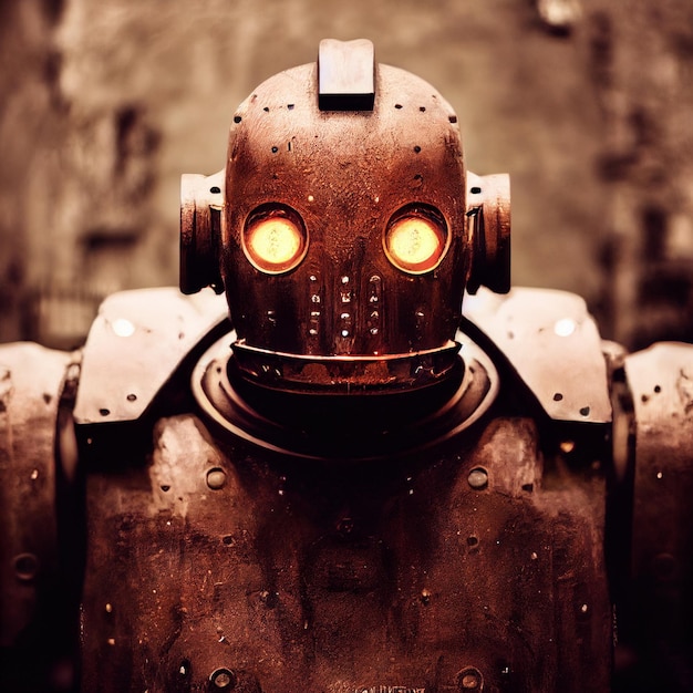 scary robot portrait futuristic cyborg illustration