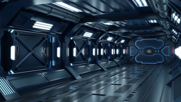 Sci-fi koridor kosmické lodi