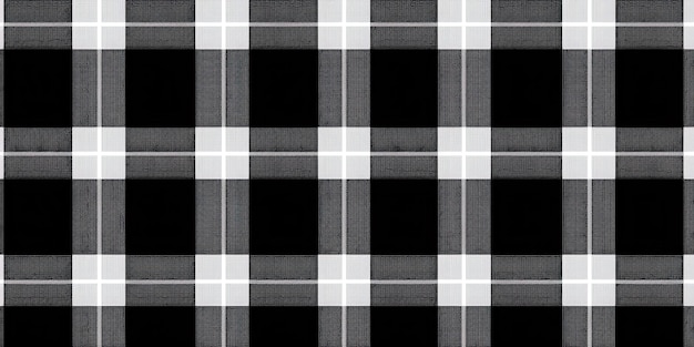 Seamless simple tartan background pattern black and white textile fabric texture pattern