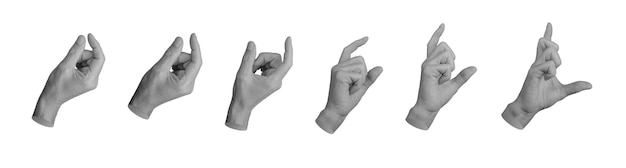 Showing size holding big and small objects things between thumb and index fingers hand sign