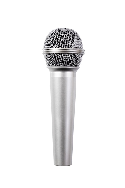 Silver microphone with clipping path