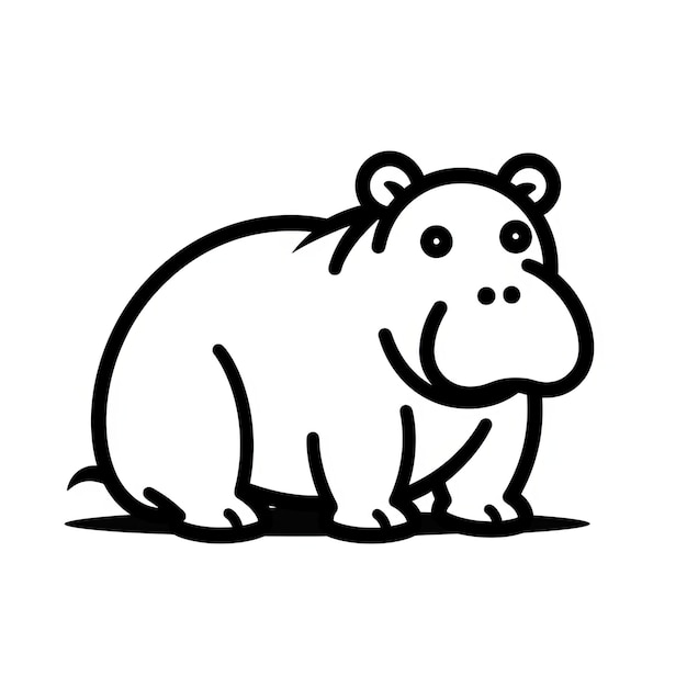 Simplistic Black And White Drawing Of A Pygmy Hippopotamus