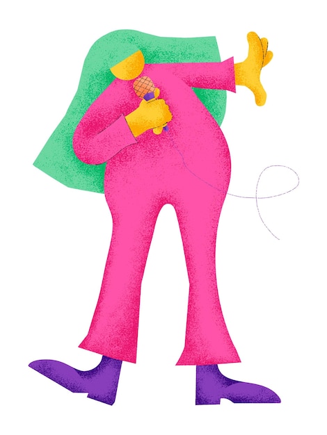Singer png sticker colorful musician flat graphic