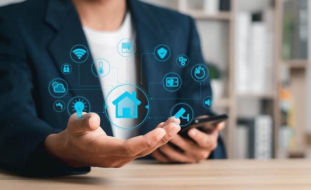 smart home technology concept control all the functions of your home through your smartphone home automation system technology of the future