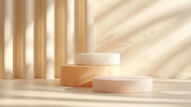 Smart speakers stacked in a serene environment with dramatic light and shadow