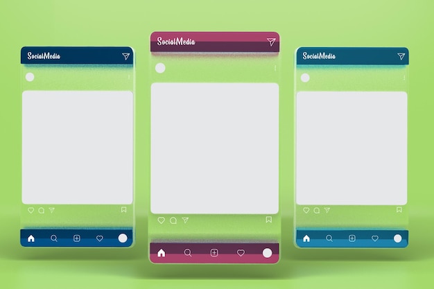 Social Media Posts Front Side In Green Background
