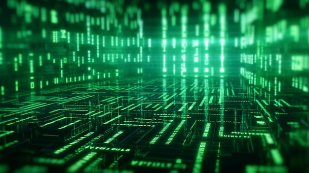 Soft green font in matrix style Generative Ai