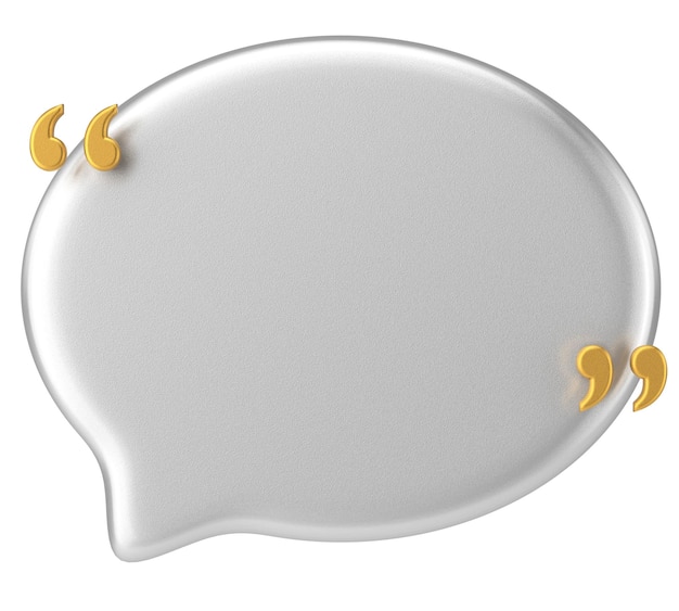 Speech bubble with double quote 3D illustration