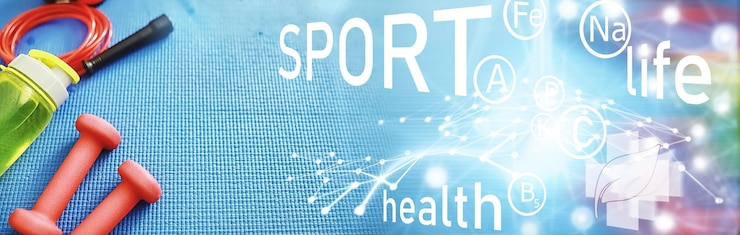 Fotografie sport a zdravý životní styl. doplňky pro sport. podložka na jógu, činka a švihadlo. sportovní pozadí s konceptem domácího cvičení.