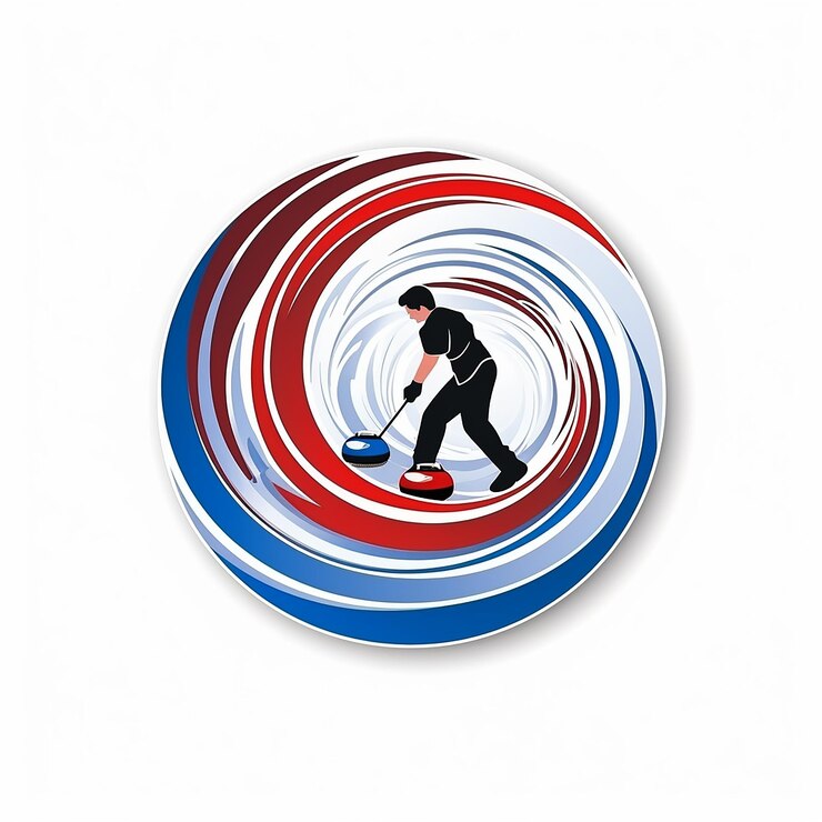 Fotografie sport sticker of curling on white background