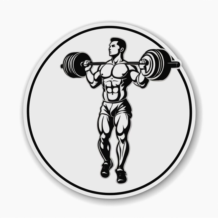 Fotografie sport sticker of weightlifting on white isolated background