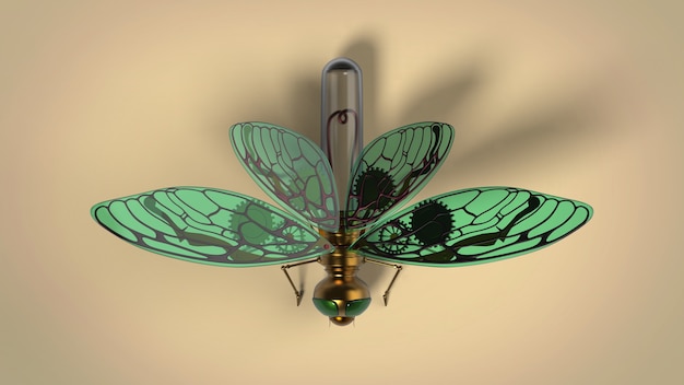 Steampunk geen glass and cooper butterfly 3