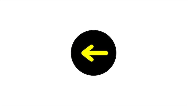 Straight pointed arrow icon arrow pointing to the left yellow direction pointer