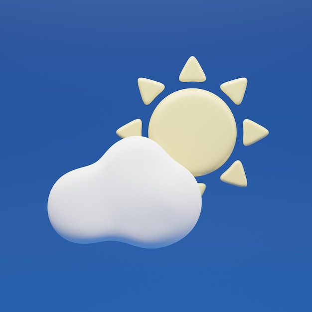 sun good morning cloud blue background 3d render