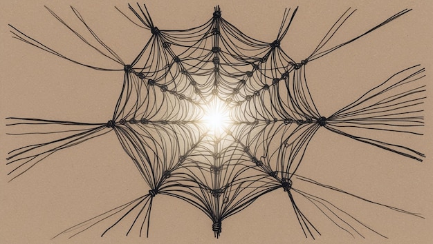 tangled web of strings with one thread unraveling into light symbolizing release from anxiety