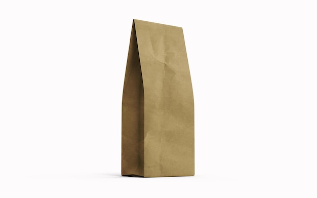 tea or coffee brown paper packaging bag isolated on white background 3d rendering