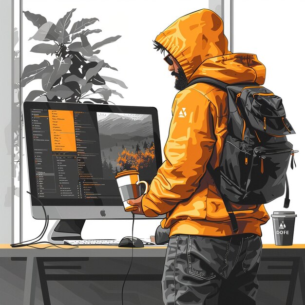 tech support agent system administrator in a vector drawing