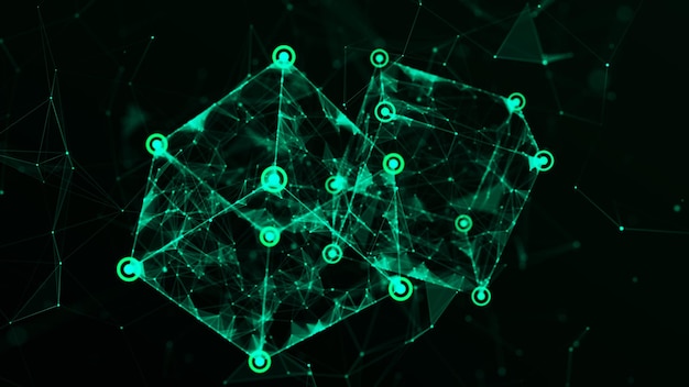 Technology blockchain concept Visualization of the dynamic flow of the cryptocurrency industry Big data flow connections