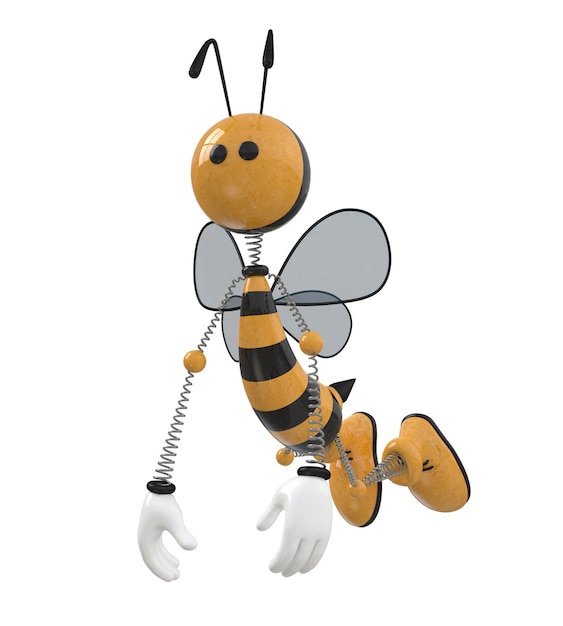 the striped insect tries to fly up to depart behind honey.
