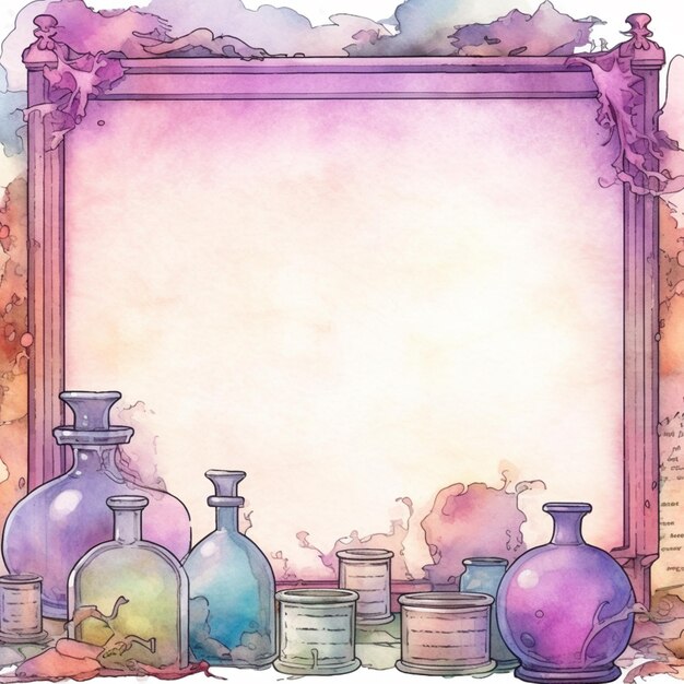 there are many different colored vases and jars on the table generative ai