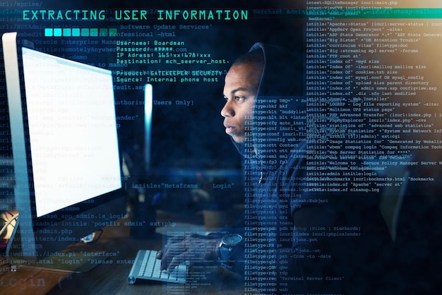 Theres no system he cant hack Cropped shot of a young man hacking into a secure computer network