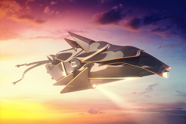 ufo on sky background