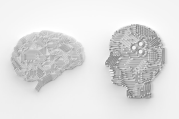 Umělá inteligence – mozek nebo obvodová deska ve tvaru hlavy