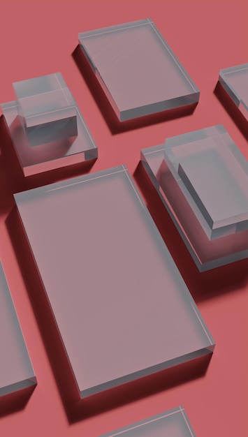 Válcová minimální scéna se skleněnou geometrickou platformou pozadí d rendering křišťálové sklo pódium pla...