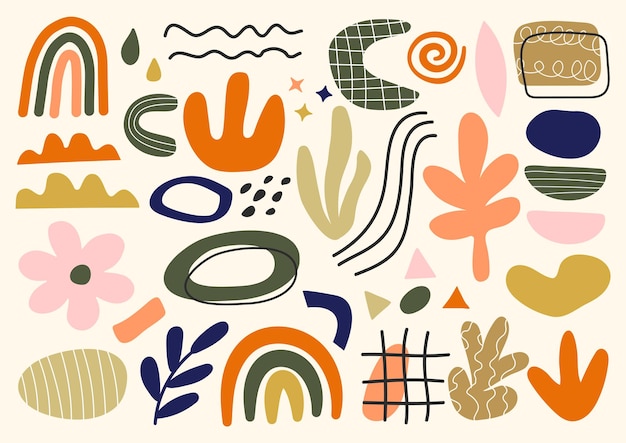 Vector abstract hand drawn set of different shapes and doodles Abstract shapes background