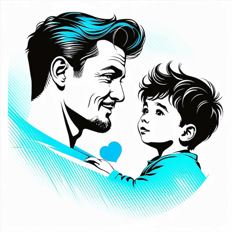 Fotografie vector of father with son happy fathers day
