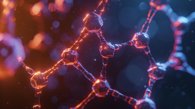 Vibrant abstract molecules floating gracefully in a colorful display on a dark background