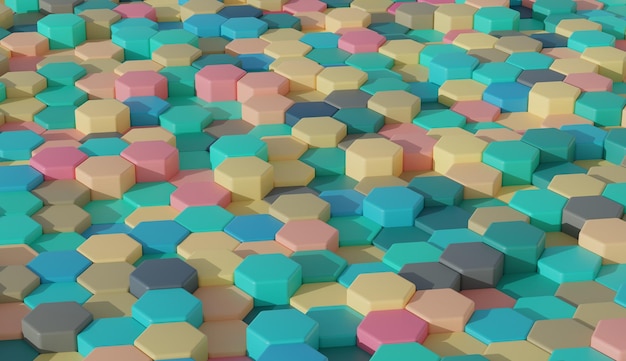 Vibrant multi color toy background wallpaper collection hexagonal pattern3D render image with texture ideal for marketing and social media images Minimal canvas copy space for text and images