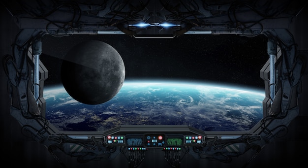 view of planet earth from inside a space station