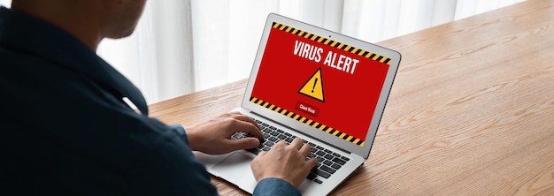 virus warning alert on computer screen detected modish cyber threat