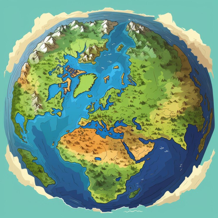 Fotografie visualizing the globe a vibrant 2d vectorized world illustration