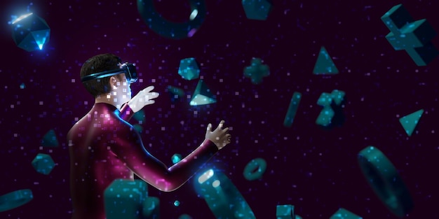 vr glasses events party games events metaverse 3d illustrations