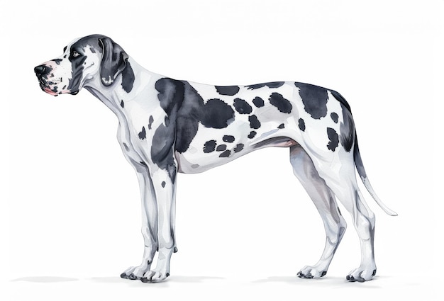 watercolor illustration of a great dane isolated on a white background