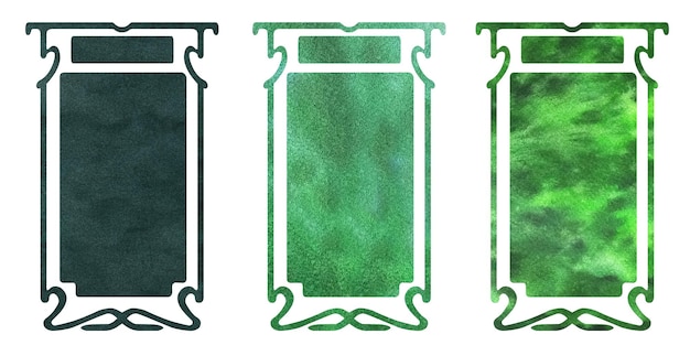 Watercolor vintage fantasy frame repeating antique or art deco border for template invitation cards