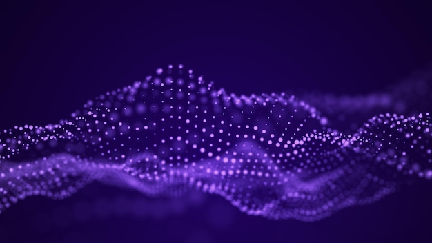 wave of particles abstract background with a dynamic wave big data vector illustration