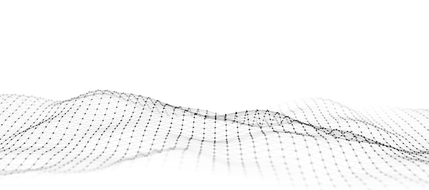 wave of particles abstract background with a dynamic wave big data vector illustration
