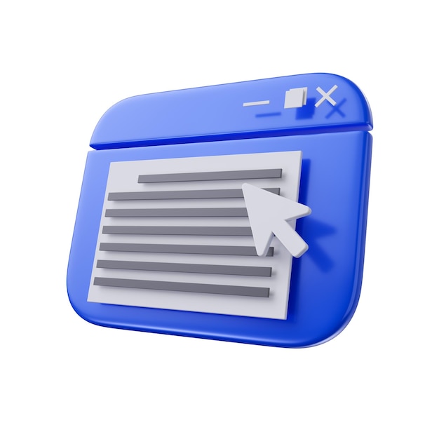 Web site icon 3D rendering illustration on a white background