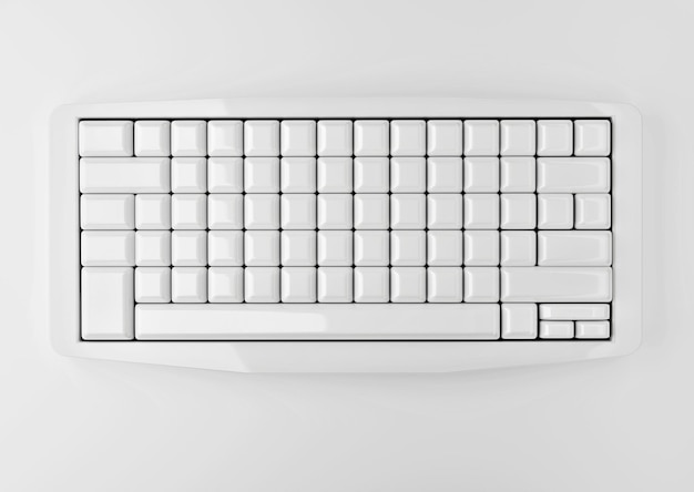 White Minimalist Keyboard with Blank Keys 3D rendering