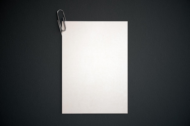 White paper sheet with clip