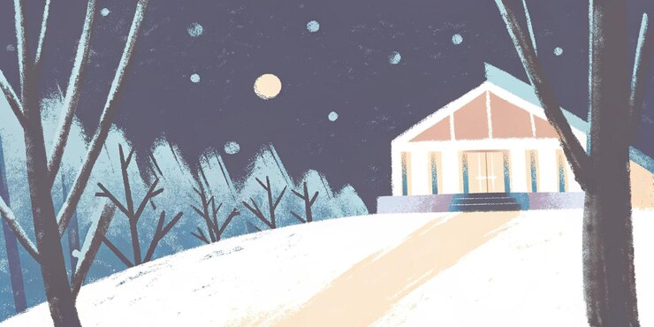 Fotografie winter night cottage