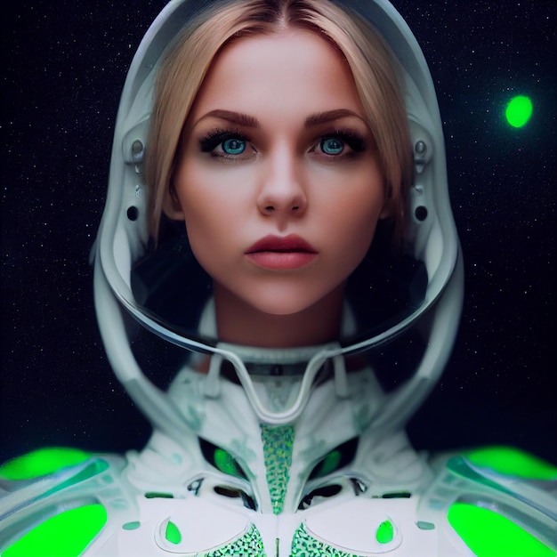 woman portrait in futuristic cyberpunk style illustration
