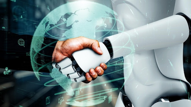 xai internet connection controlled by ai robot huminoid and machine learning process