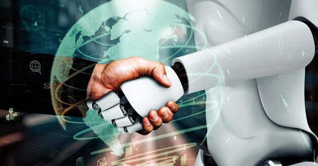 xai internet connection controlled by ai robot huminoid and machine learning process