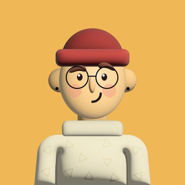young stylish man in red hat 3d illustration portrait