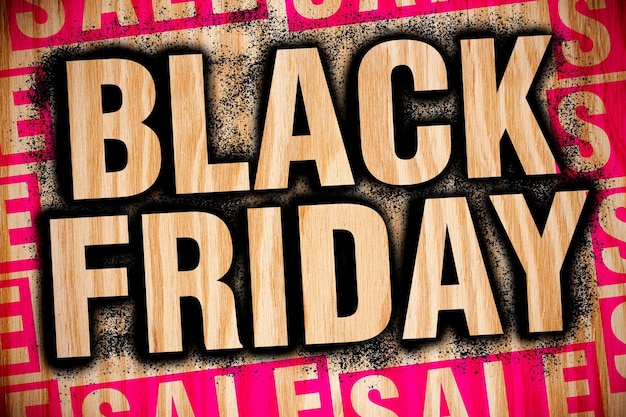 Young Woman Shopping Online on Black Friday Background 193