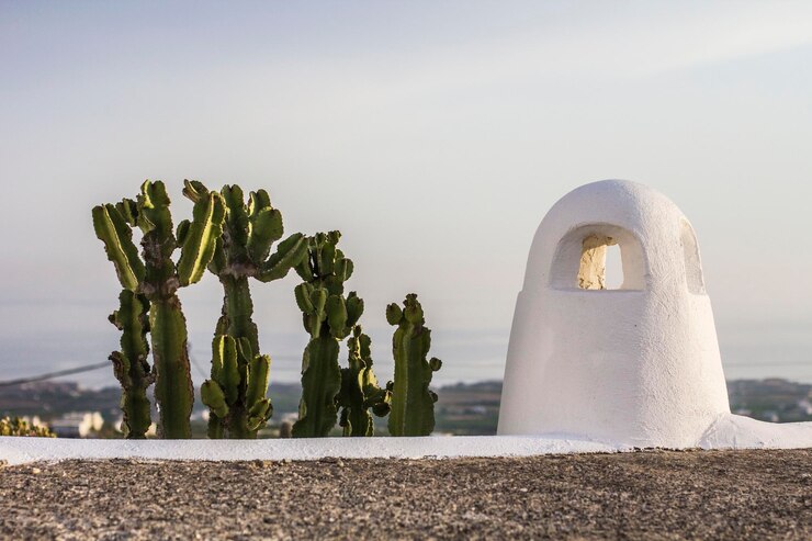 Fotografie yrgos town at santorini, greek style architecture and decoration, santorini, greece